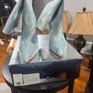 Azalea Wang Light Blue Denim Pointed Toe Stiletto Boots